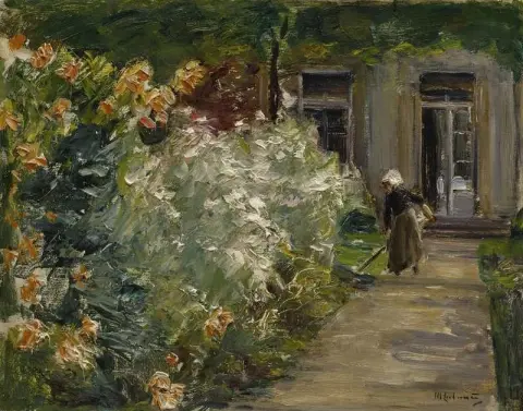 Gardener In Front Of The Flower Gardens At The Gardener S Cottage To The East