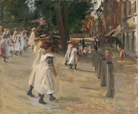 Auf dem Weg zur Schule in Edam 1904