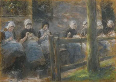 Nähende Mädchen in Huyzen