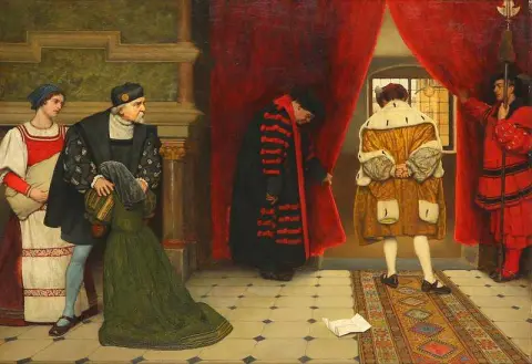 Petitionen interiørbilde av Henry Viii med hoffmenn