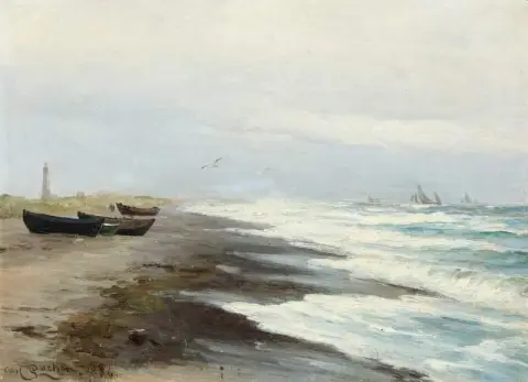 Coastal Scenery From Skagen With Boats On The Beach 1886