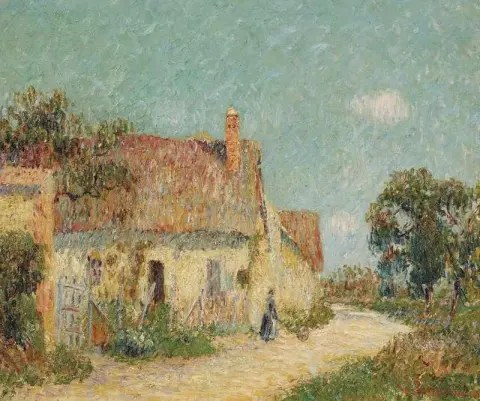 Halmtäckt stuga i Normandie 1904