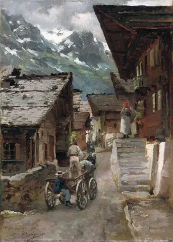 샹페리에서 친구들과 인사하기 1890