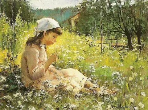Tyttö niityllä 1887
