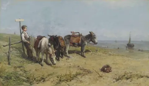 Un cavaliere di asini che riposa nelle dune di Scheveningen