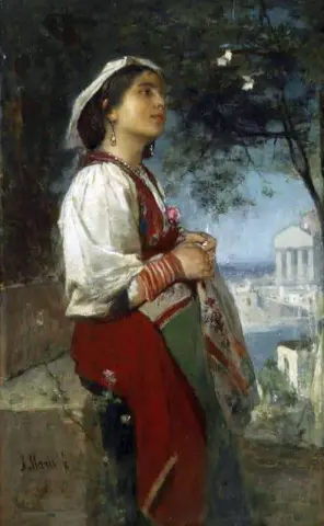Una giovane bellezza italiana con farfalle 1867-68 circa