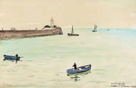 Ingång till hamnen i Les Sables D Olonne 1933