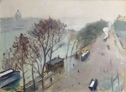 Winter Quai Du Louvre Snöväder 1906