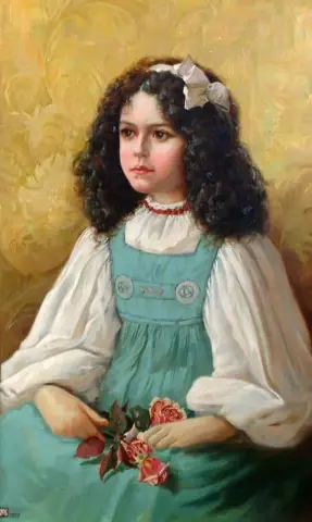 דיוקן של ילדה צעירה האוחזת באסופה של ורדים 1907