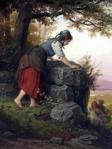 Ein Junges Madchen Beobachtet Ein Liebespaar