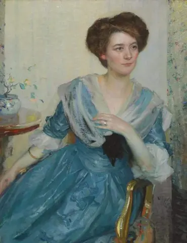 Naisen muotokuva sinisessä mekossa noin 1909