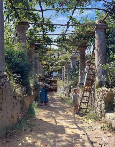 In The Shadow Of An Italian Pergola 1884