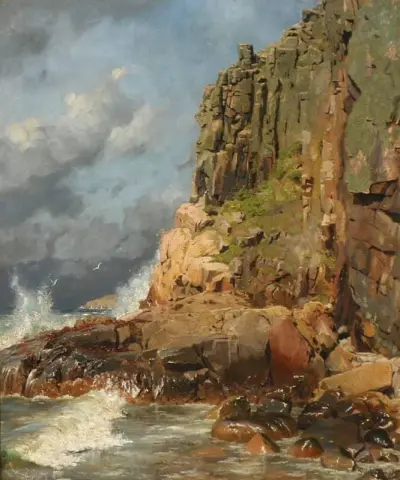 Jons Kapel On The Island Of Bornholm In The Distance Hammerknuden 1881