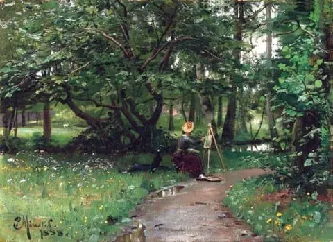 Painting Off A Path Near A River 1888