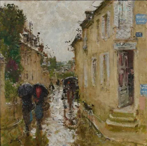 비 내리는 베스 쉬르 브레의 그랑 뤼(Grande Rue)