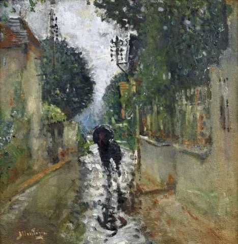 雨の下の街路