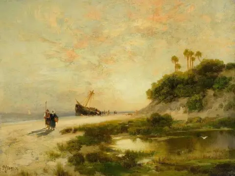 Strandscen på Fort George Island Florida ca 1878