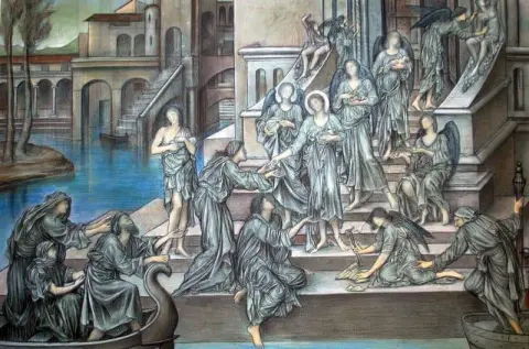 Estudio compositivo para Santa Cristina entregando las joyas de su padre a los pobres