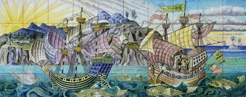 Panel de azulejos de galeón 1894-95