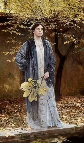 밤나무 옆의 푸른 옷을 입은 여인 1909