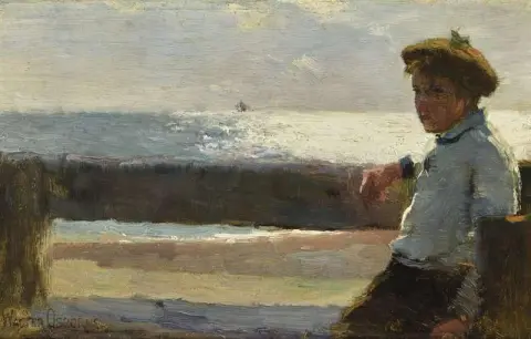 Ragazzo seduto e mare 1884