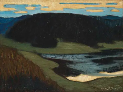 Scena serale da Nordingra nel nord della Svezia