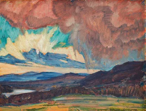 Paesaggio nordico con grandi nuvole