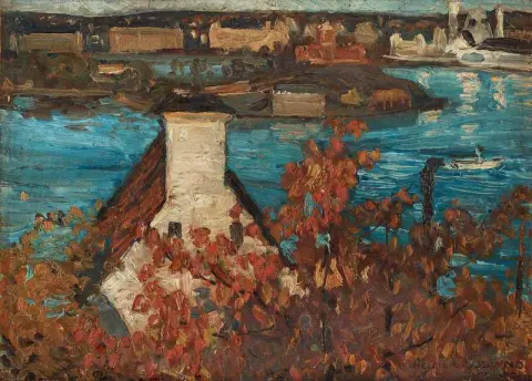 Vista su Kastellholmen e Djurgarden da Sodermalm Stoccolma