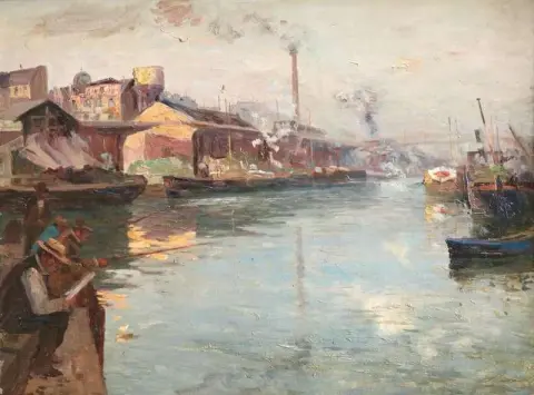Fiske på Seinen i Paris ca. 1900