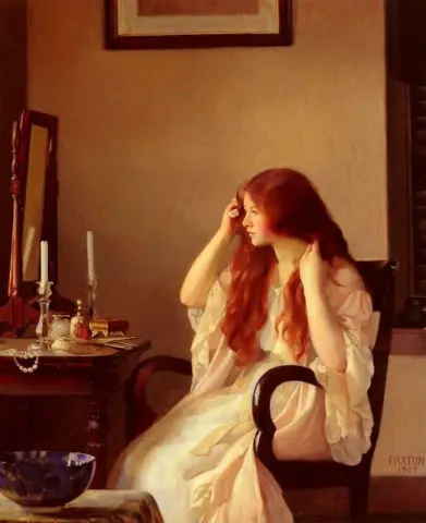 Flicka som kammar håret 1909