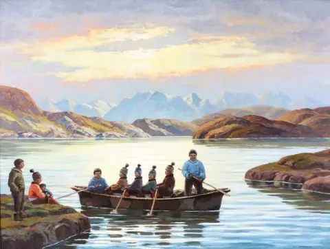 An Umiak In A Greenlandic Fjord