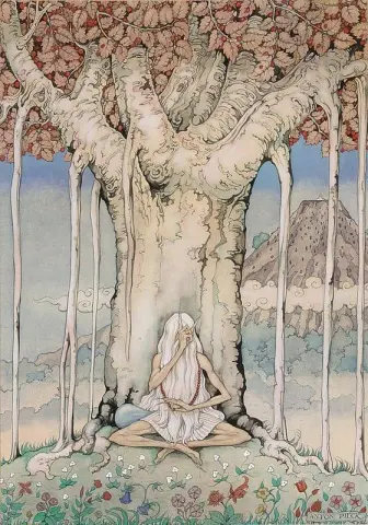 夜晚 法里扎德与玫瑰微笑的故事 树下的老人