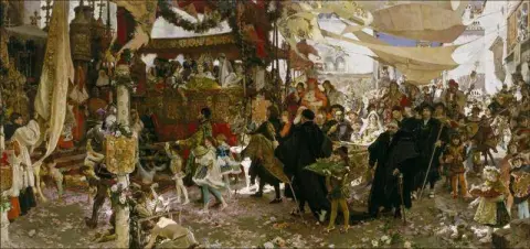 Крестильное шествие принца Хуана, сына католических королей, по улицам Севильи, 1910 год.