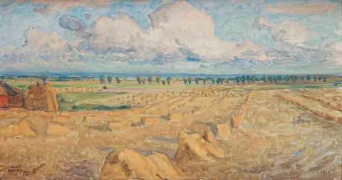 Skördetidsscen från Orberga Sverige