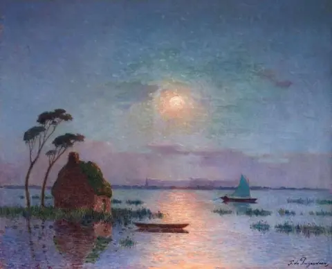 Näkymä La Brierestä auringonlaskun aikaan 1920
