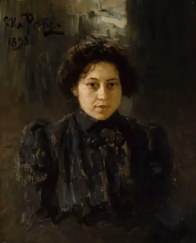 Porträtt av konstnärens dotter Nadezhda Repina 1898