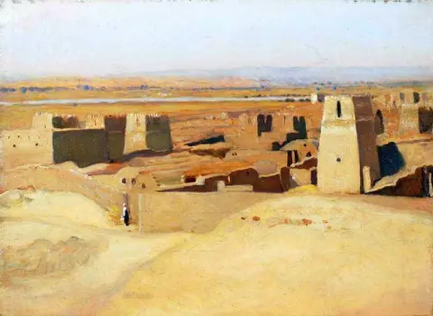 El-kab Upper Egypt 근처의 마하미드 마을 일부