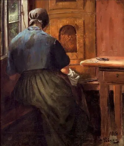 An Old Woman Sitting At The Window