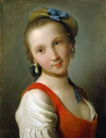 En flicka i en röd klänning 1755