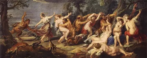 Diana and her nymphs surprised by satyrs