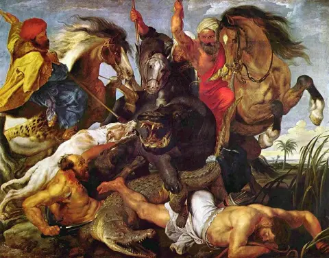 The hippopotamus and crocodile hunt