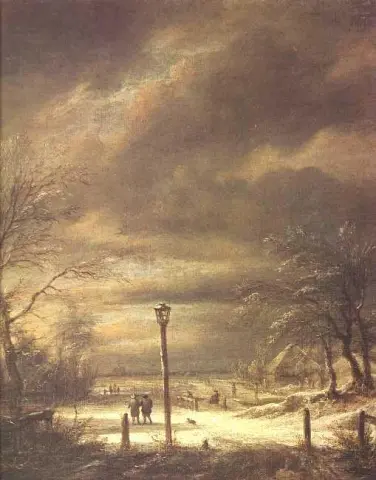 Paesaggio Invernale Con Lampione