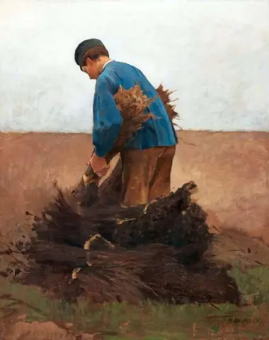 Boy Gathering Firewood