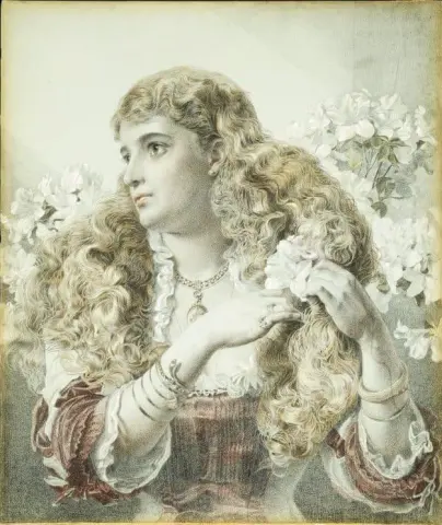 おそらくフローレンス夫人と思われる若い女性 エミリー・ヘスケス 1880年頃