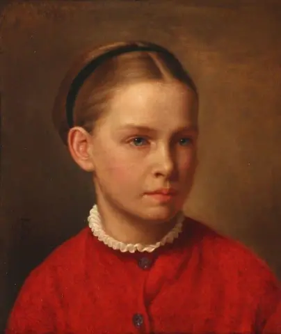 Porträtt av en ung flicka med gyllene hår 1867