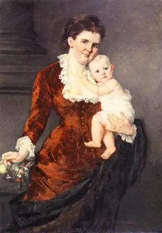 Drottning Emma Med Prinsessorna Wilhelmina Bär På Armen