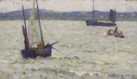 Båtar i lagunen Etaples 1885