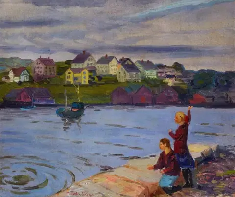 Tytöt heittävät kiviä 1915