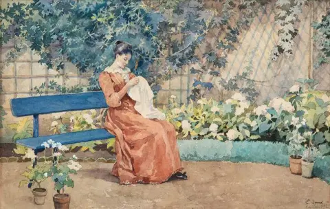 Una chica costurera 1892