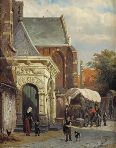 A View Of The South Entrance Of The St. Pancras Church Enkhuizen